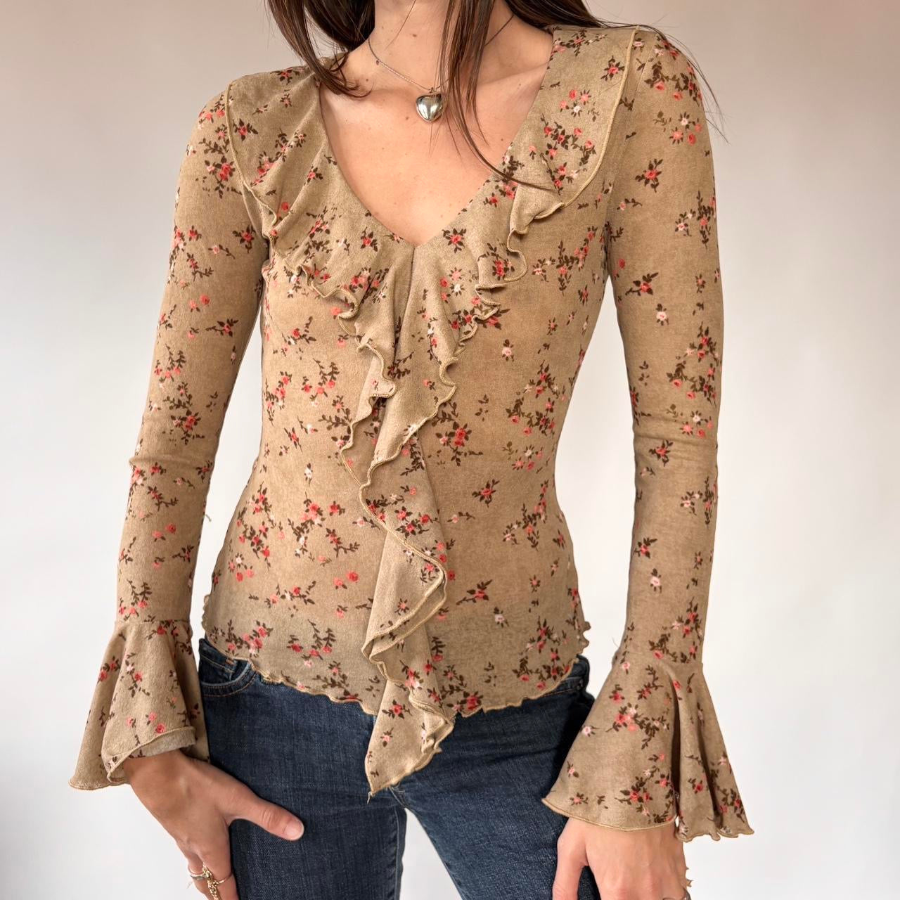 Y2K Floral Mesh Whimsy Top (S)