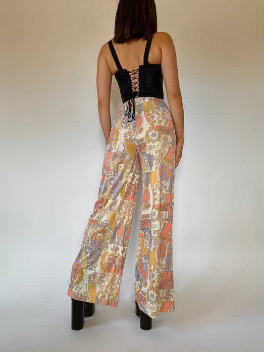 Vintage 1970s Novelty Print Pants (XS/S)