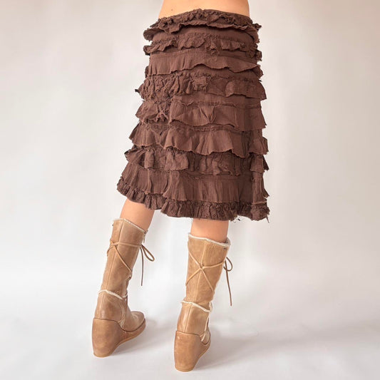 Y2K Ruffly Tiered Cotton Skirt (S)