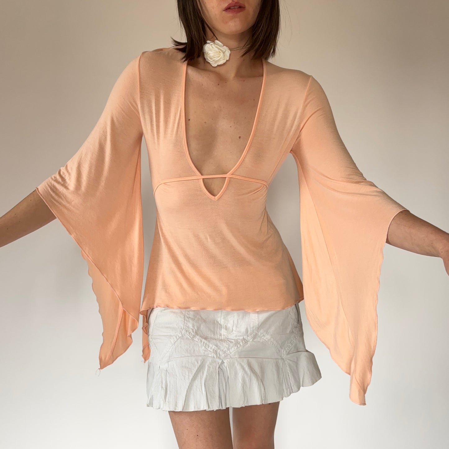 Y2K Peach Whimsy Top (S)