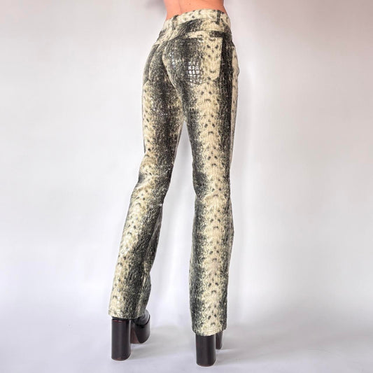 Y2K Snakeskin Flare Pants (S)