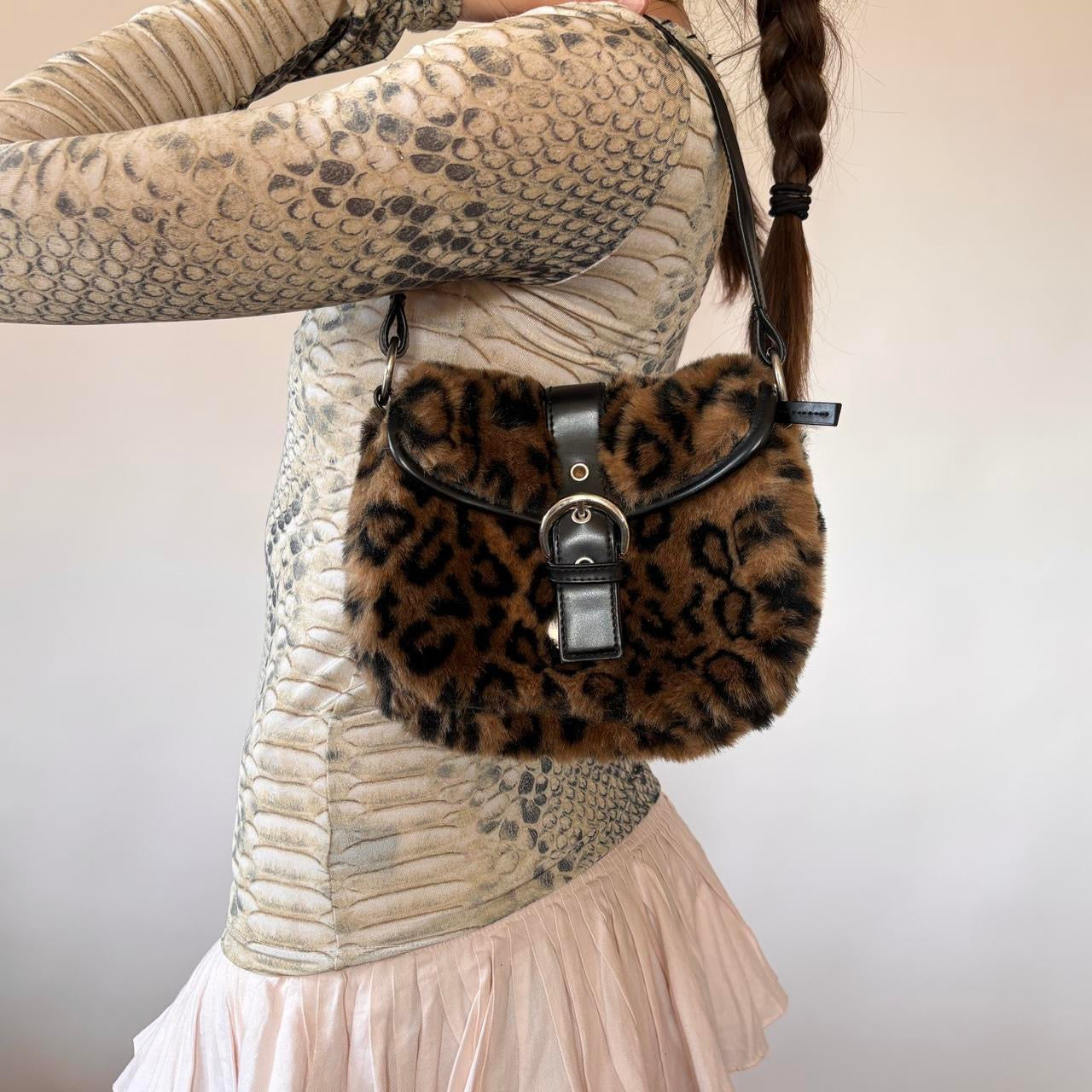 Y2K Furry Leopard Bag