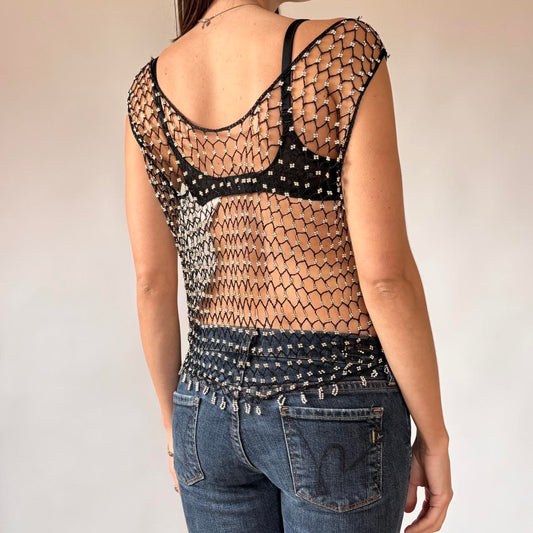 Beaded Crochet Net Top (S-L)