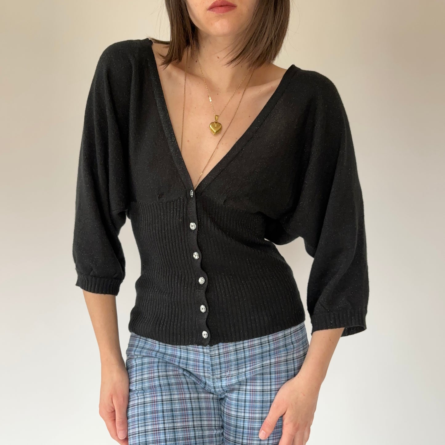 Y2K Glitter Knit Top (M)