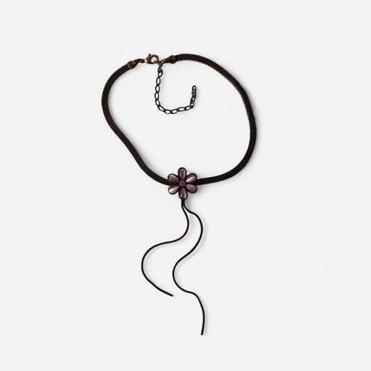 90s Floral Tassel Choker Necklace