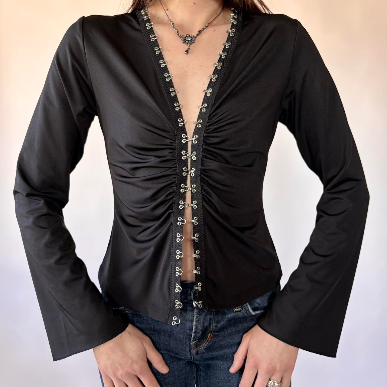 2000s Noir Hook & Eye Top (S)