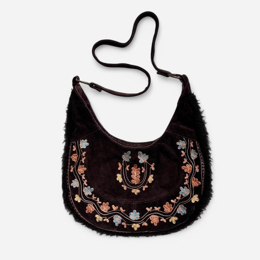 Y2K Does 70s Embroidered Suede Purse