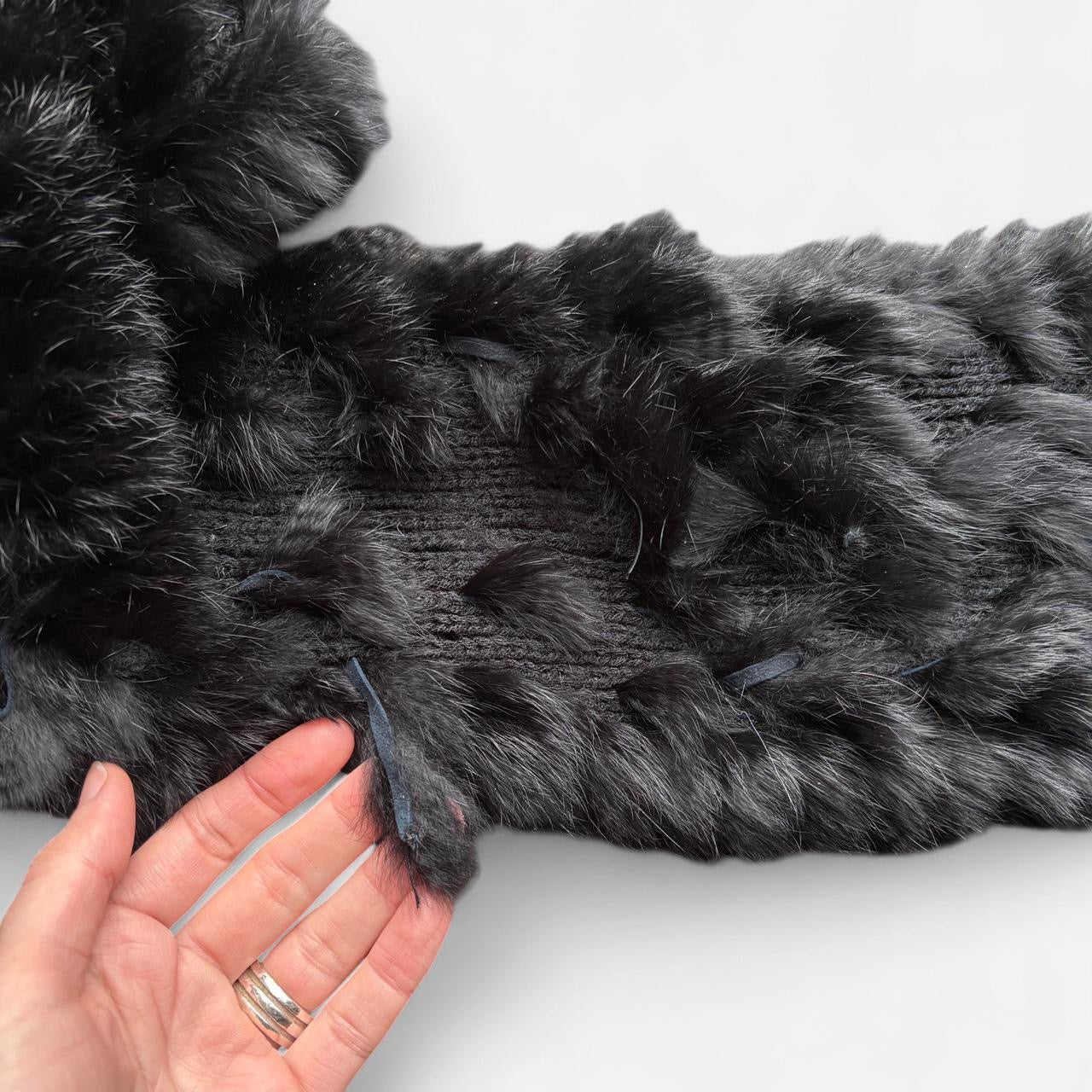 Noir Rabbit Fur Scarf