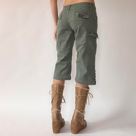 Y2K Olive Cargo Capris (XS/S)