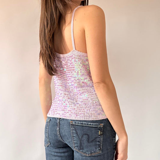 Lavender Knit Sequin Tank Top (M)