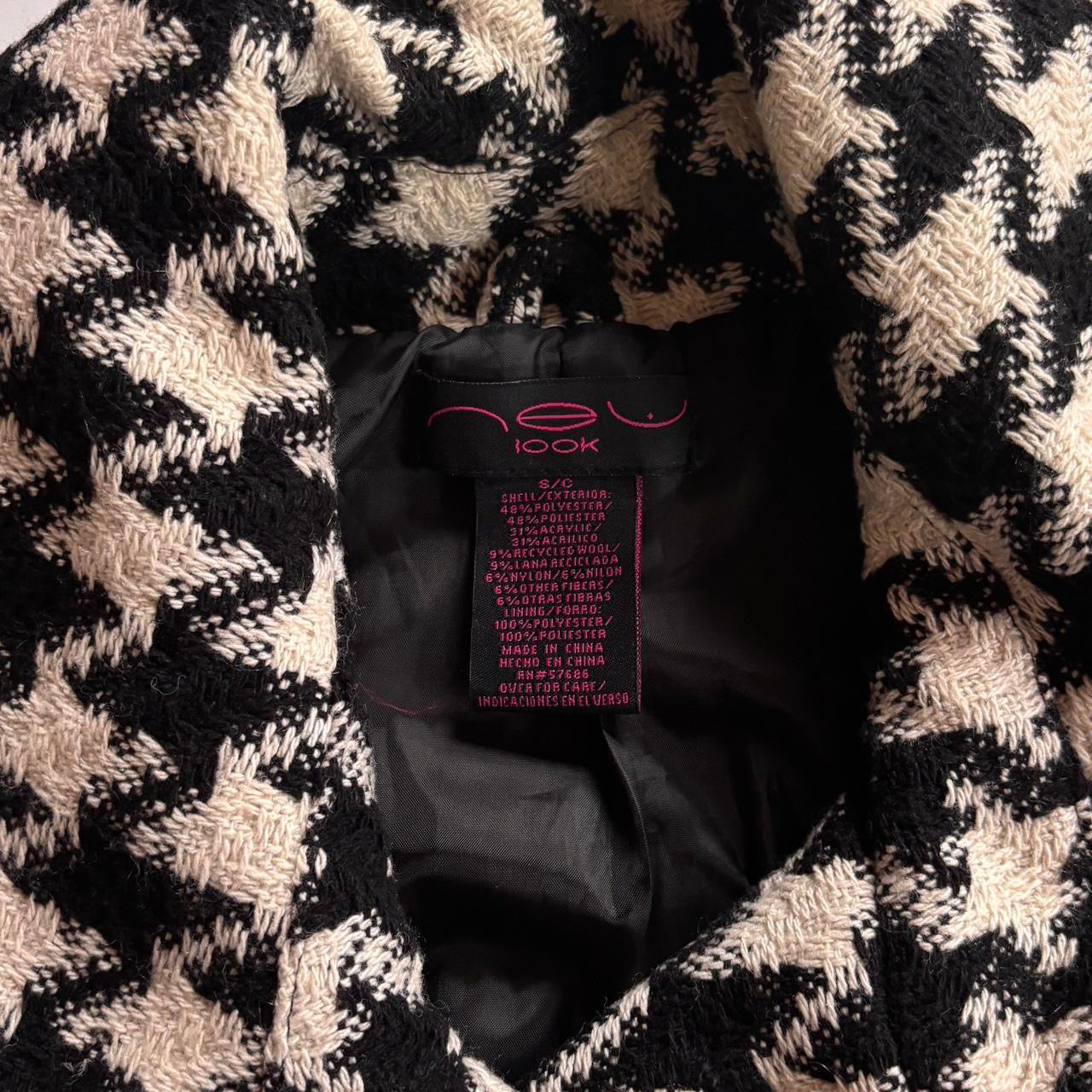 Y2K Houndstooth Belted Coat (XS/S)