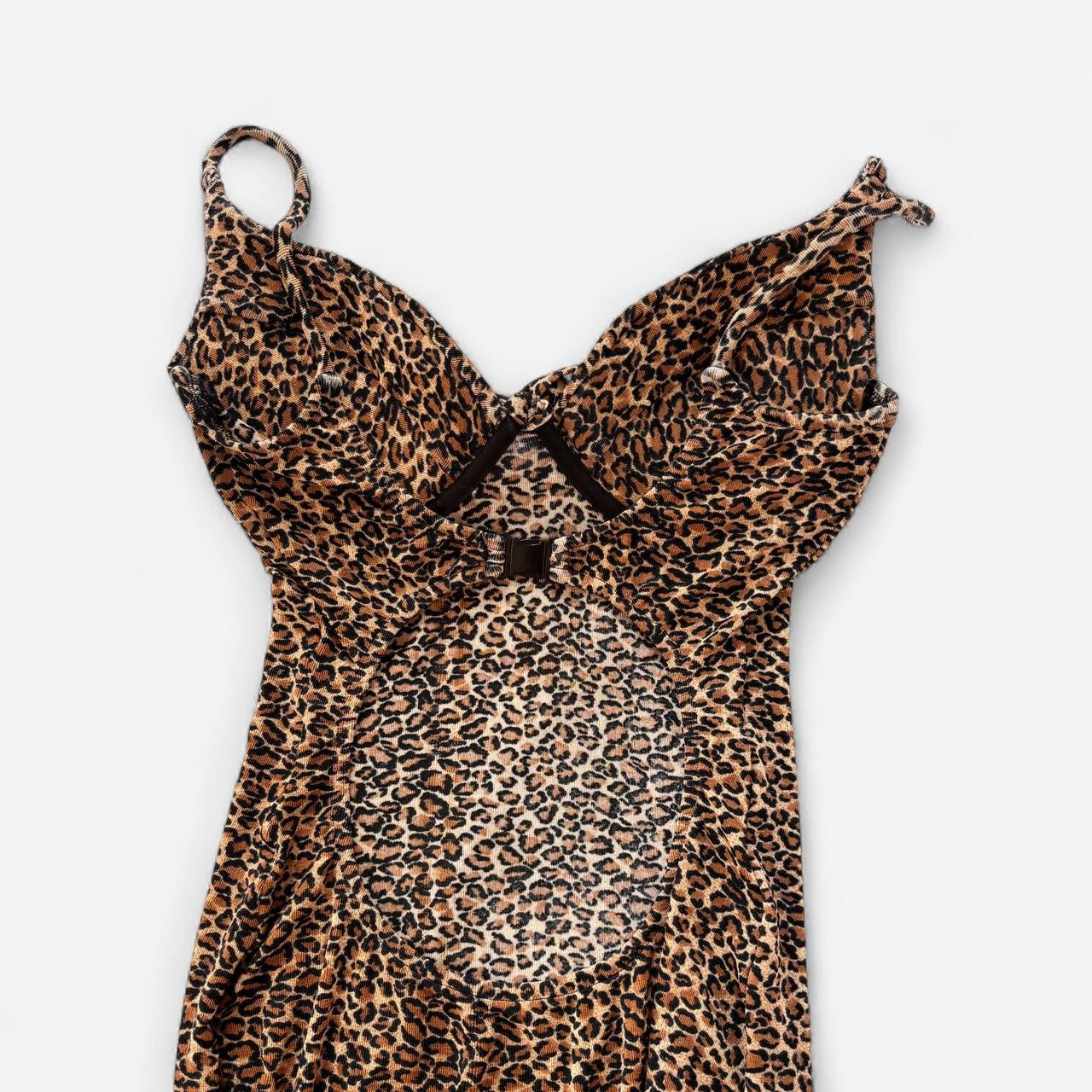 90s Slinky Leopard Maxi Dress (M)