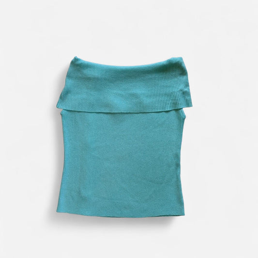 90s Aqua Rollover Top (M-1X)