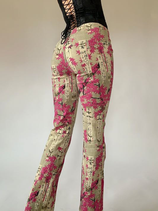 Vintage Cherry Blossom Pants - Small