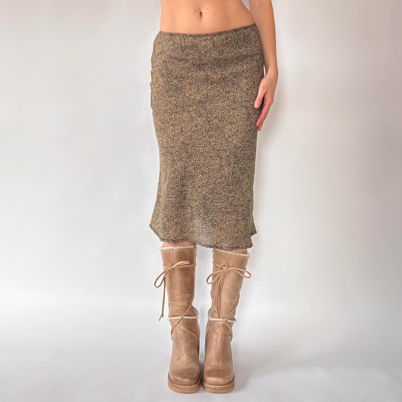 90s Giraffe Print Midi Skirt (XS)