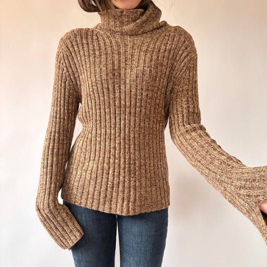 2000s Brown Turtleneck Knit Sweater (L)