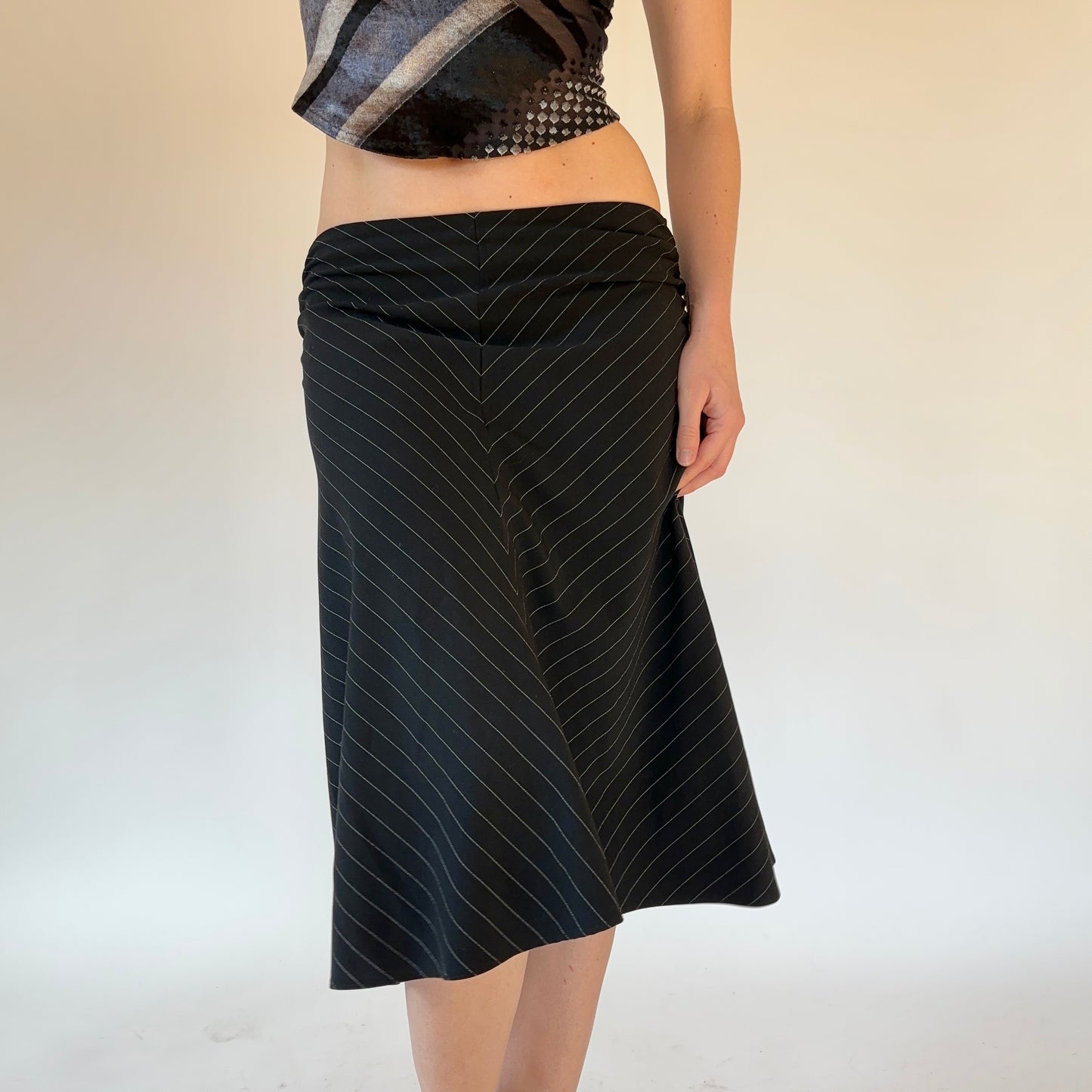 90s Pinstripe Midi Skirt (S)