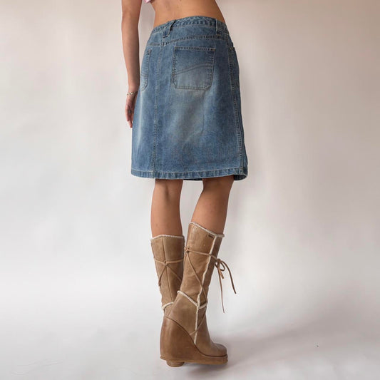 Y2K Lace Up Denim Skirt (M)
