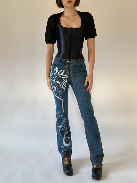 Custom Y2K Painted Jeans - Small