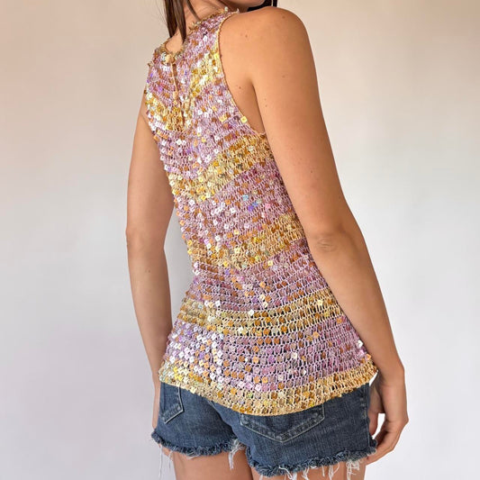 Y2K Crochet Sequin Top (L/XL)