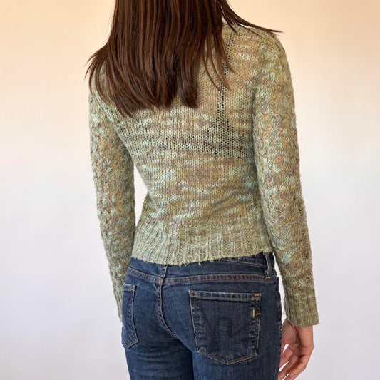 2000s Pistachio Knit Cardigan (XS)