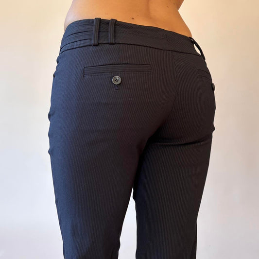 Y2K Low Rise Navy Pinstripe Trousers (XXS/XS)