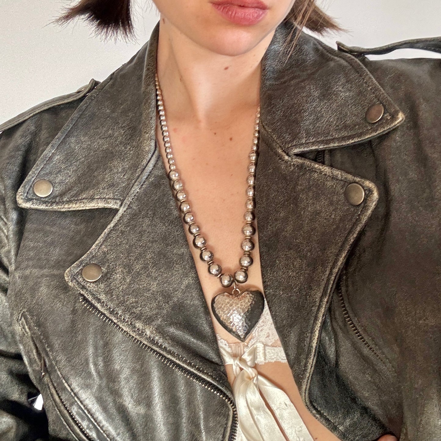 Silver Puffy Heart Necklace