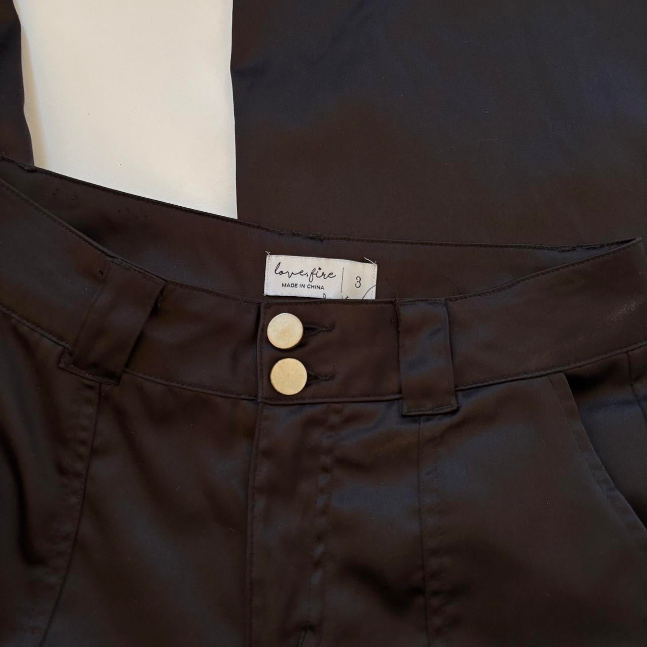 Contemporary Black Satin Cargo Pants (XS)