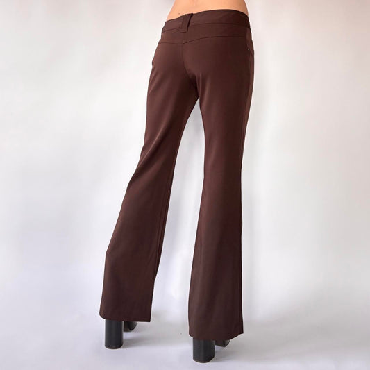 Y2K Chocolate Brown Flare Pants (XS)
