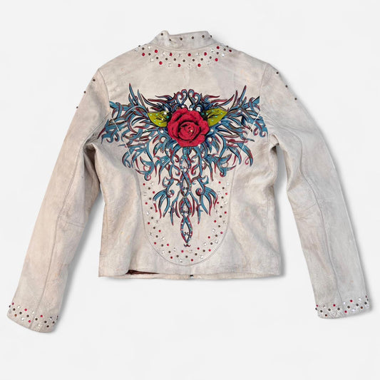 Y2K Wilson’s Studded & Painted Leather Jacket (S/M)