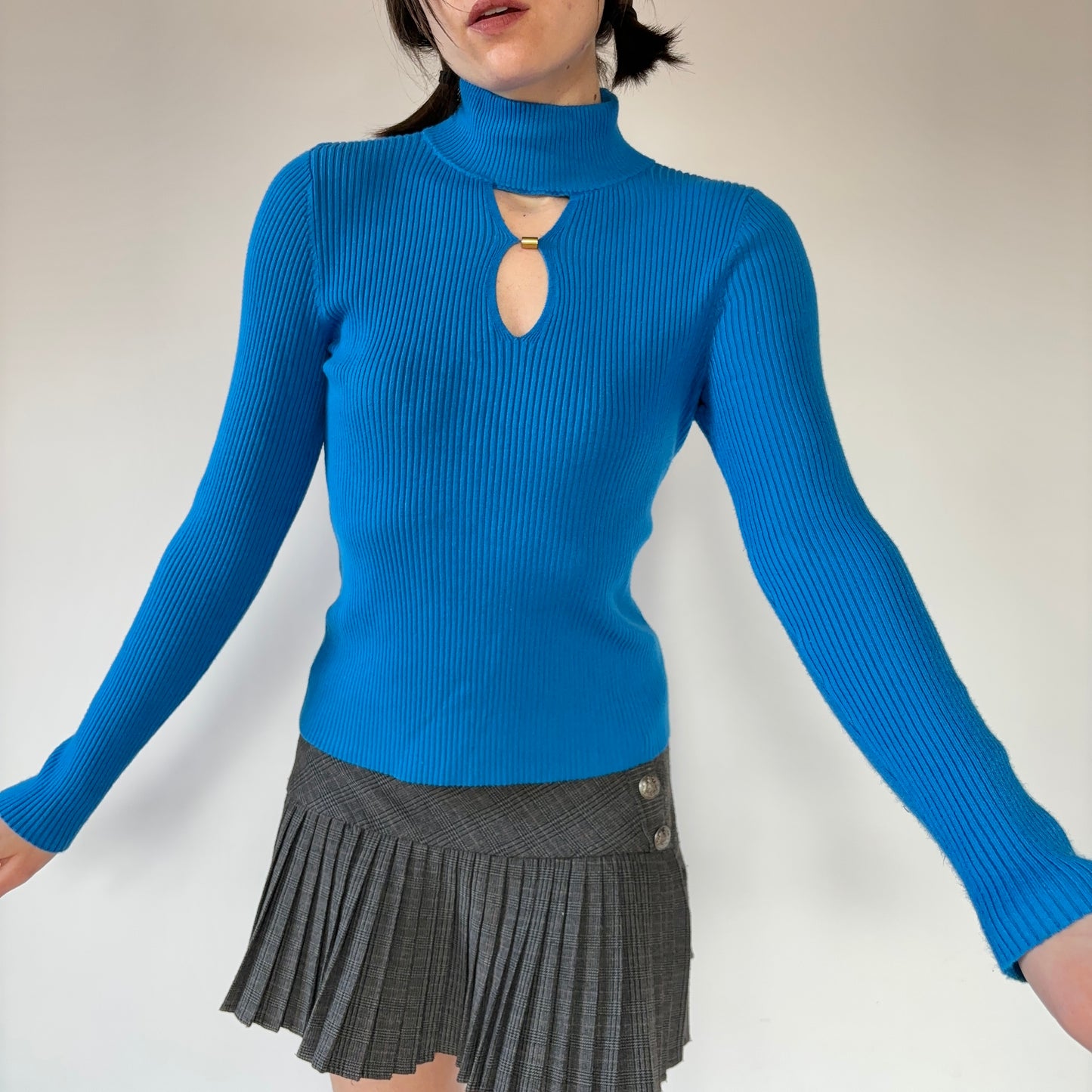 2000s Royal Blue Ribbed Knit (S/M)