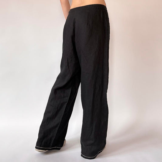 2000s Black Linen Pants (S/M)