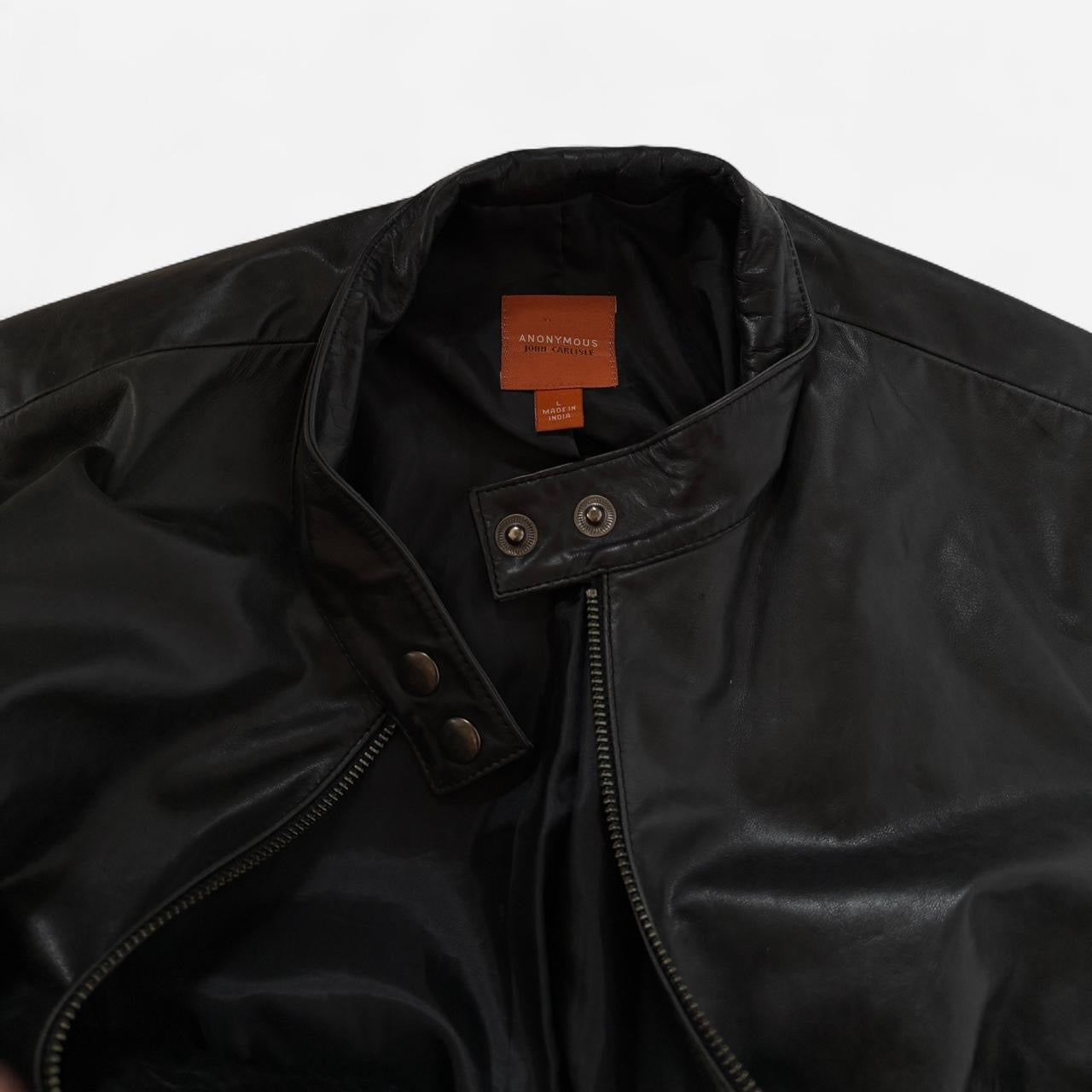 2000s Black Leather Moto Jacket (M)