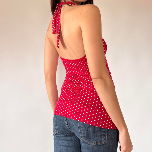 Red Polka Dot Halter Top (M)