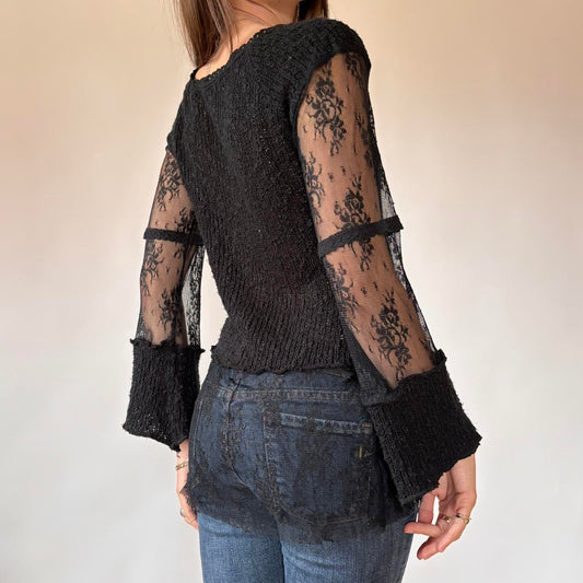 Surrealist Knit & Lace Cardigan (S)