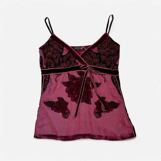 Y2K Italian Velvet Beaded Cami (M)