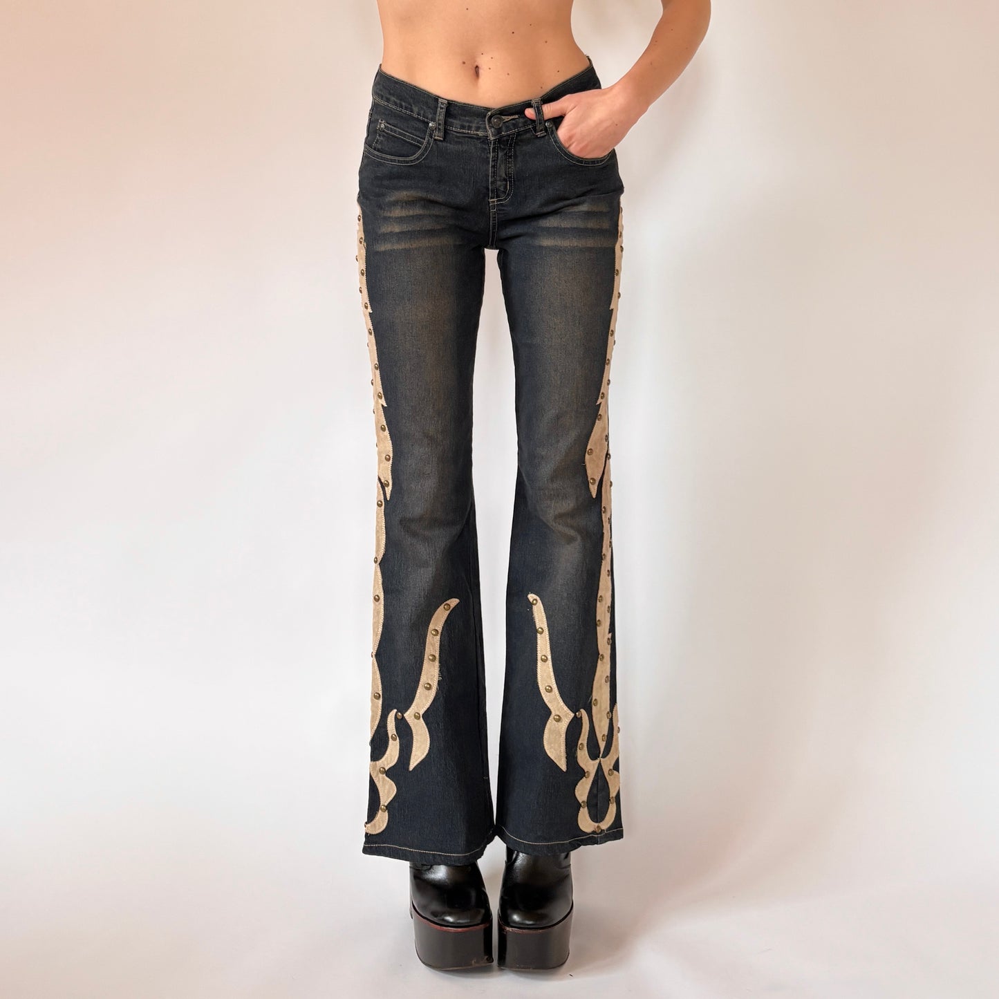 Y2K Embellished Flare Jeans (S)