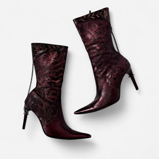 Chained Up Leather Stiletto Boots (6.5)