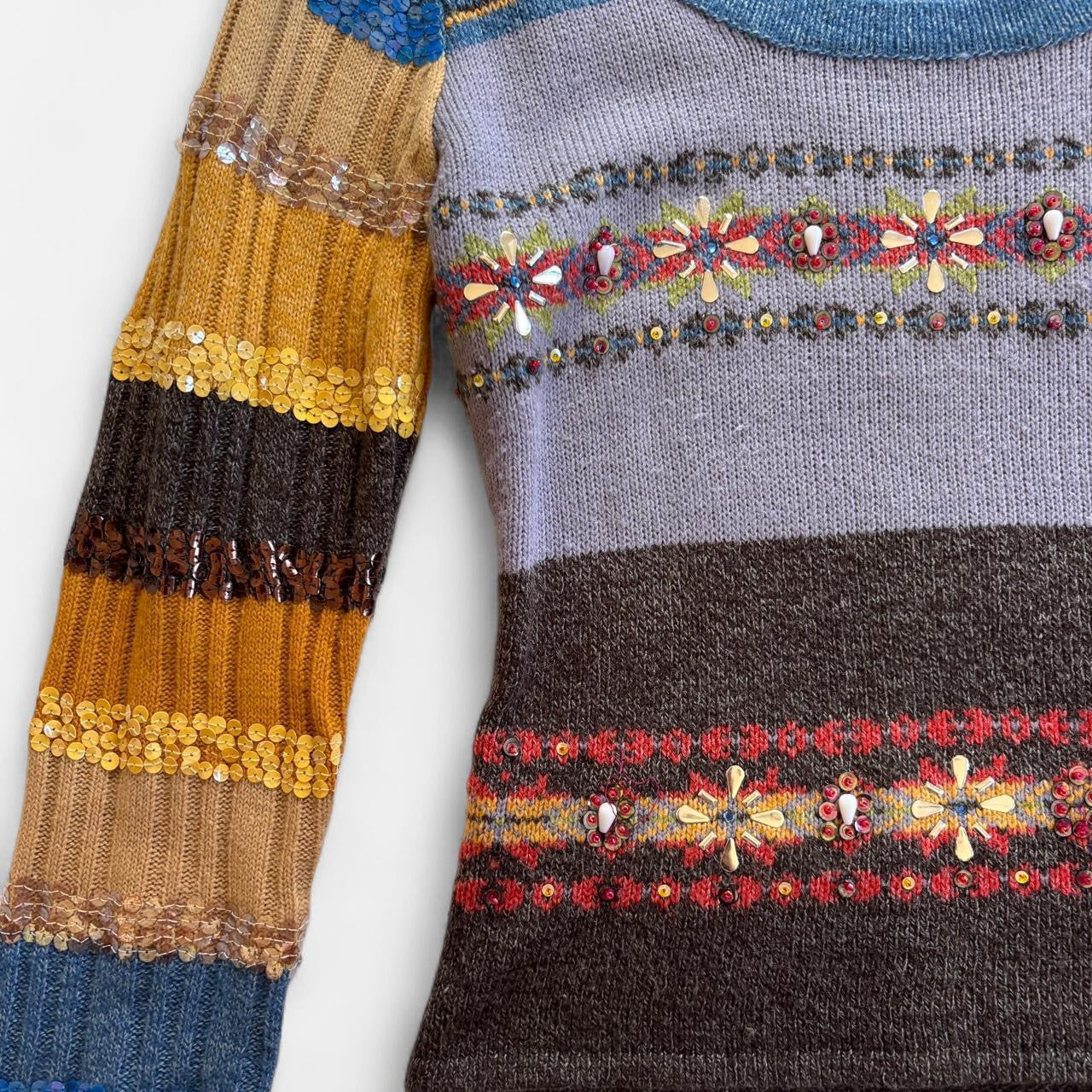Y2K Sequined Stripy Sweater (S/M)