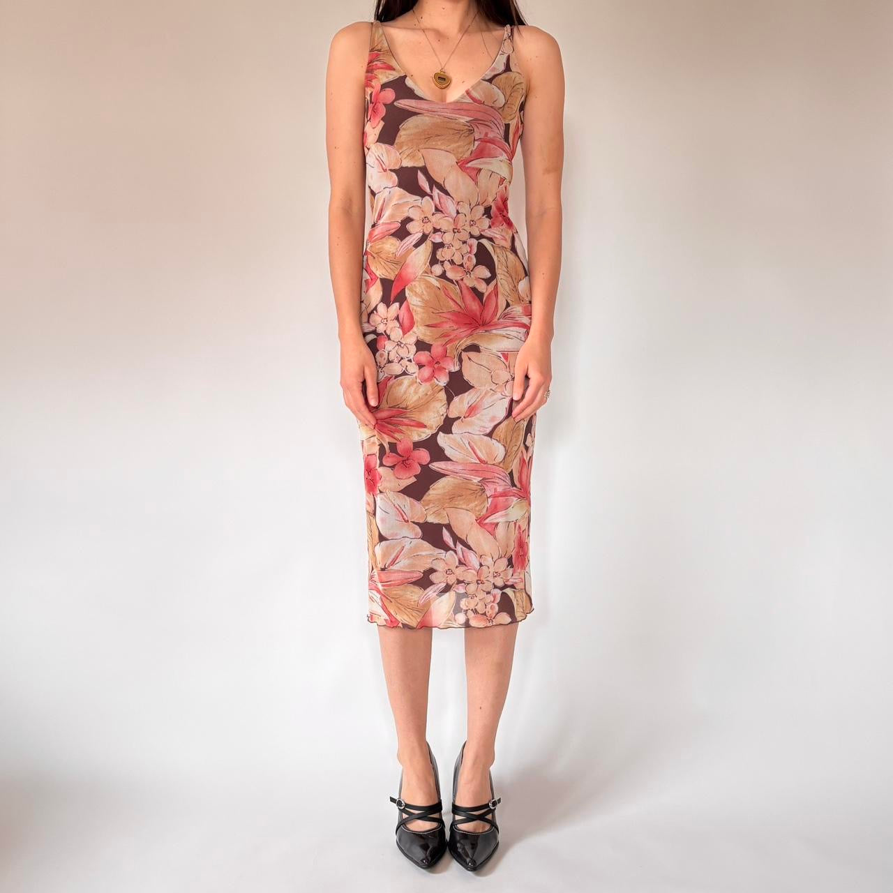 90s Mesh Floral Dress (S)