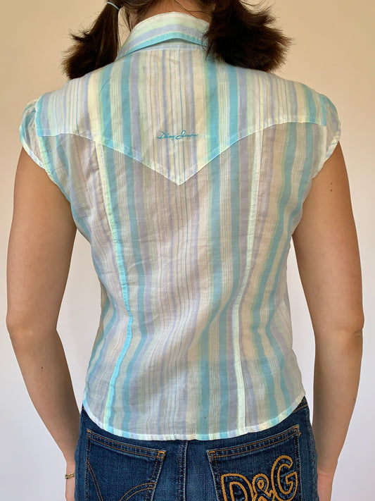 Y2K Baby Blue Blouse