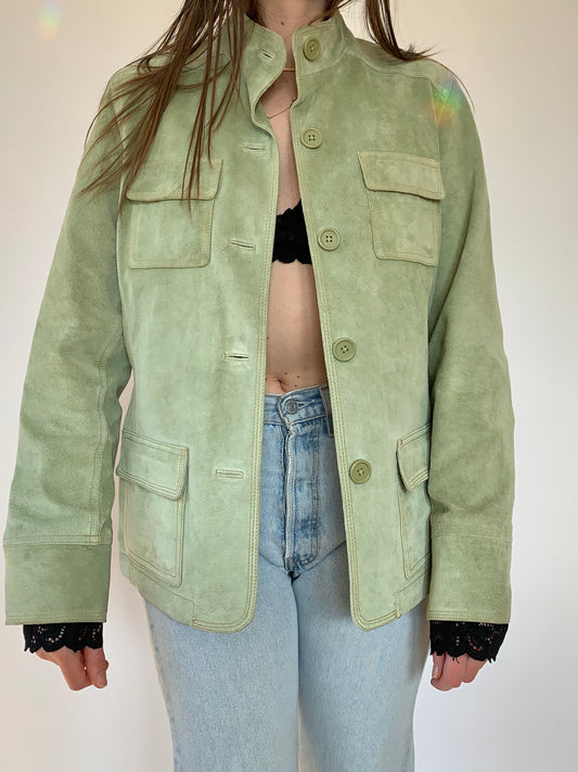 Y2K Green Leather Jacket