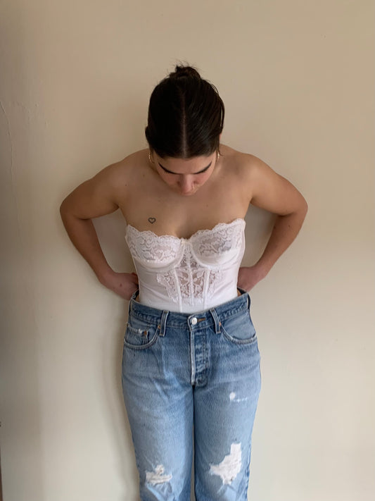 Vintage White Lace Bustier