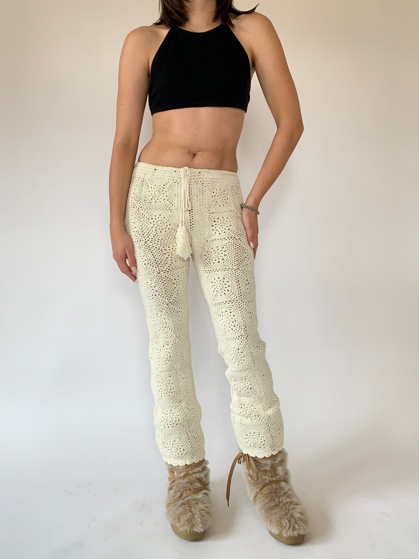 Cream Crochet Pants