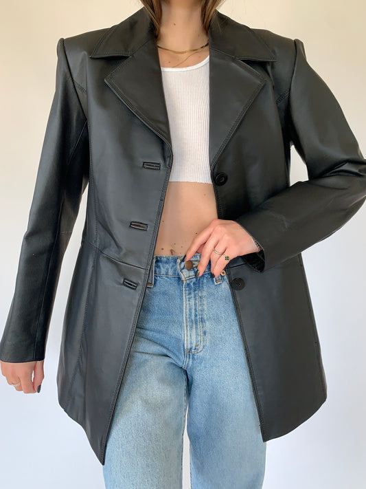 Vintage 1990s Leather Blazer