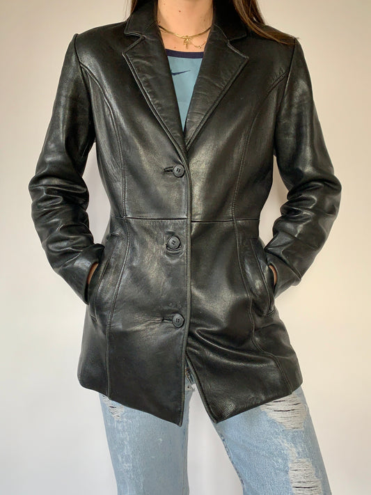 Vintage 1990s Leather Blazer