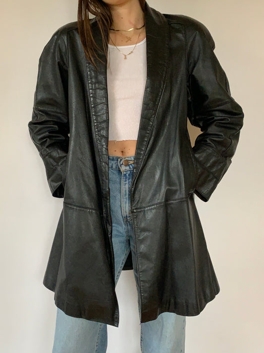 Vintage 1980s Leather Trench