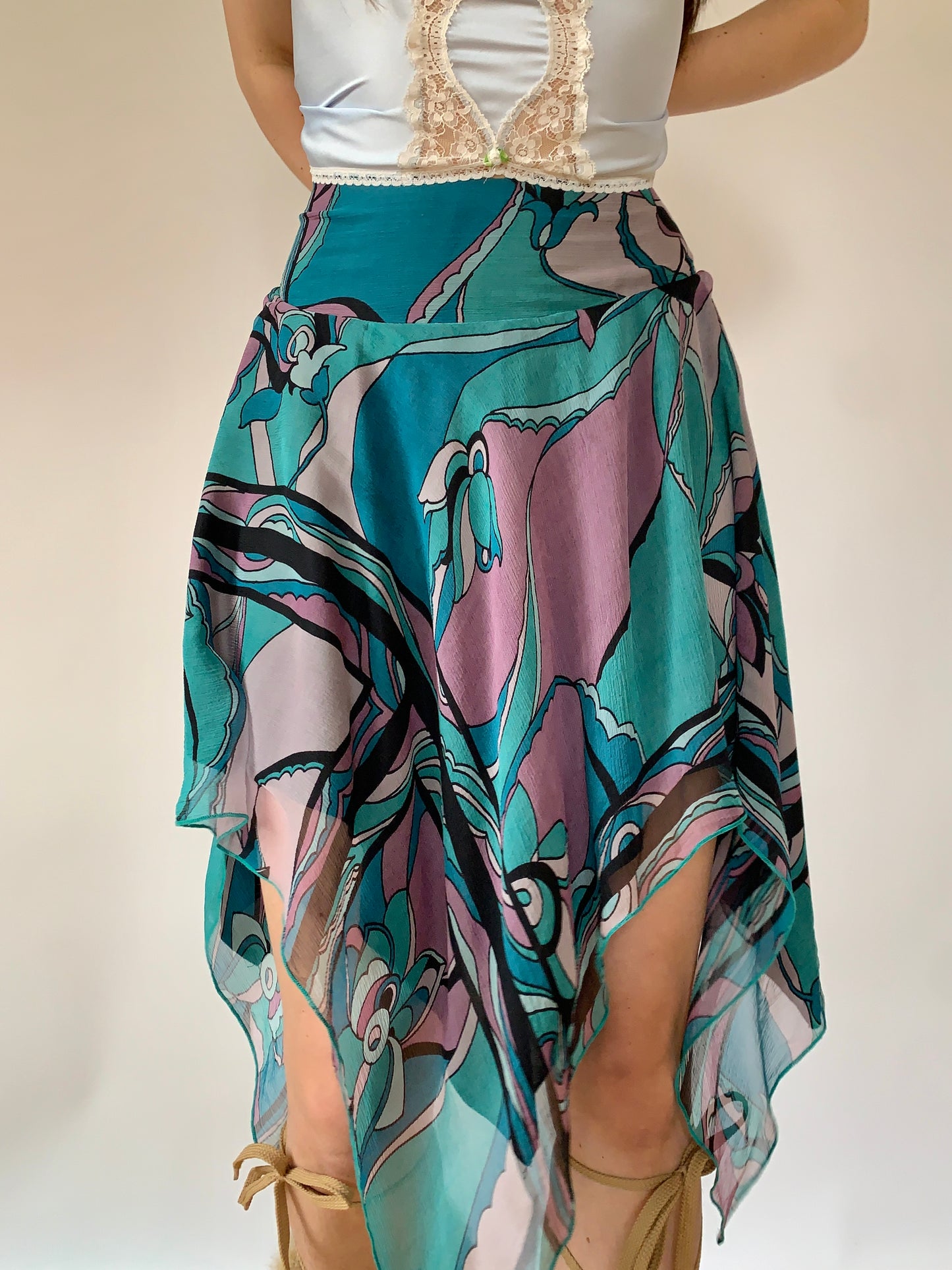 Y2K Silk Skirt