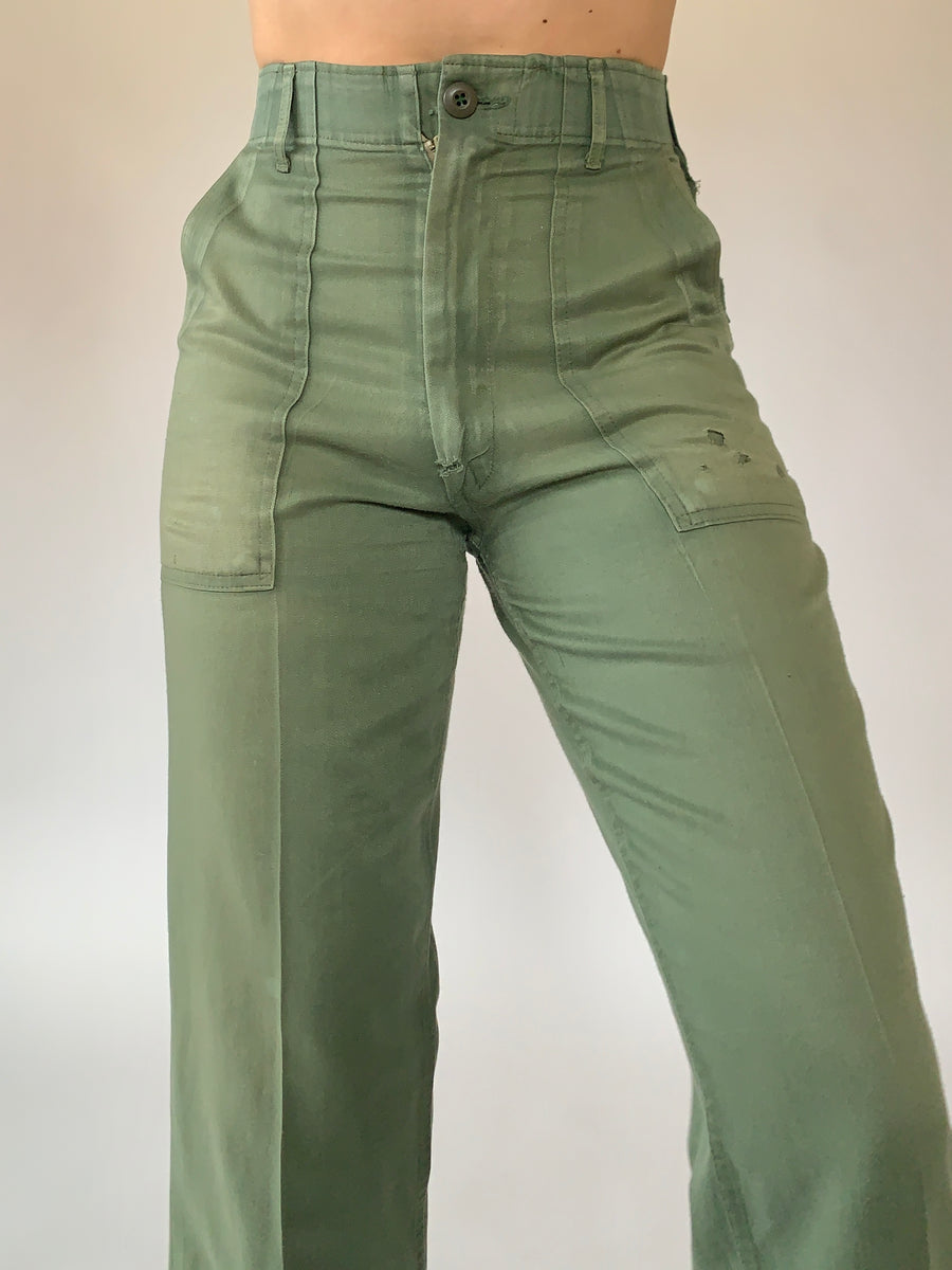 Perfectly Worn Vintage High Rise Zip Fly Cotton Army Pants