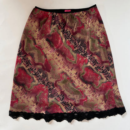 90s Snakeskin Satin Midi Skirt (S/M)